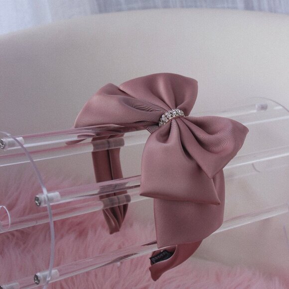 Pink Bow with Rhinestone Headband - Picture 1 of 2